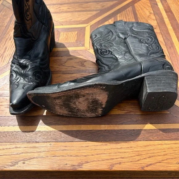Black Leather Circle G Western Boots size 9 - Picture 3 of 3